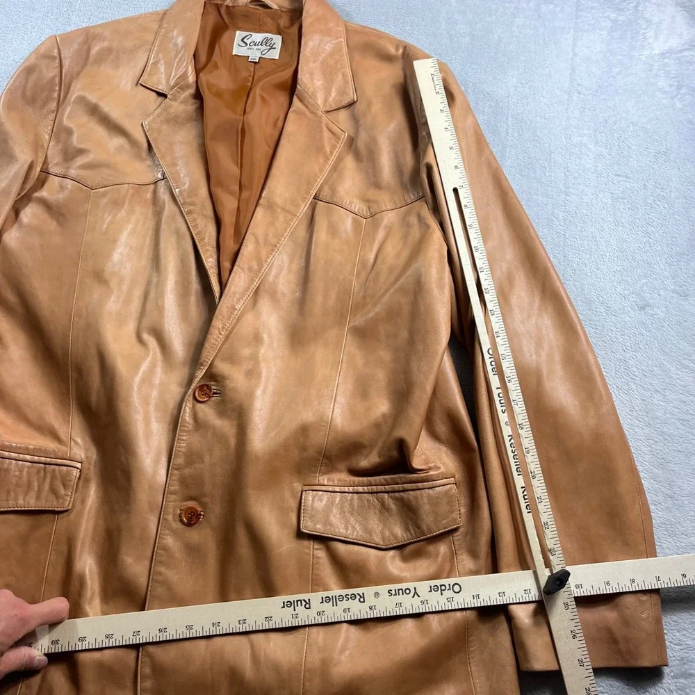 Scully Mens‎ Tan Genuine Leather Western Yoke Blazer Sport Coat Jacket 48L